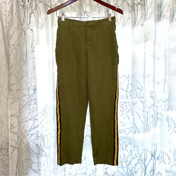 ZADIG & VOLTAIRE green yellow military side leg stripe Pomelo Linen Pants - Picture 4 of 14